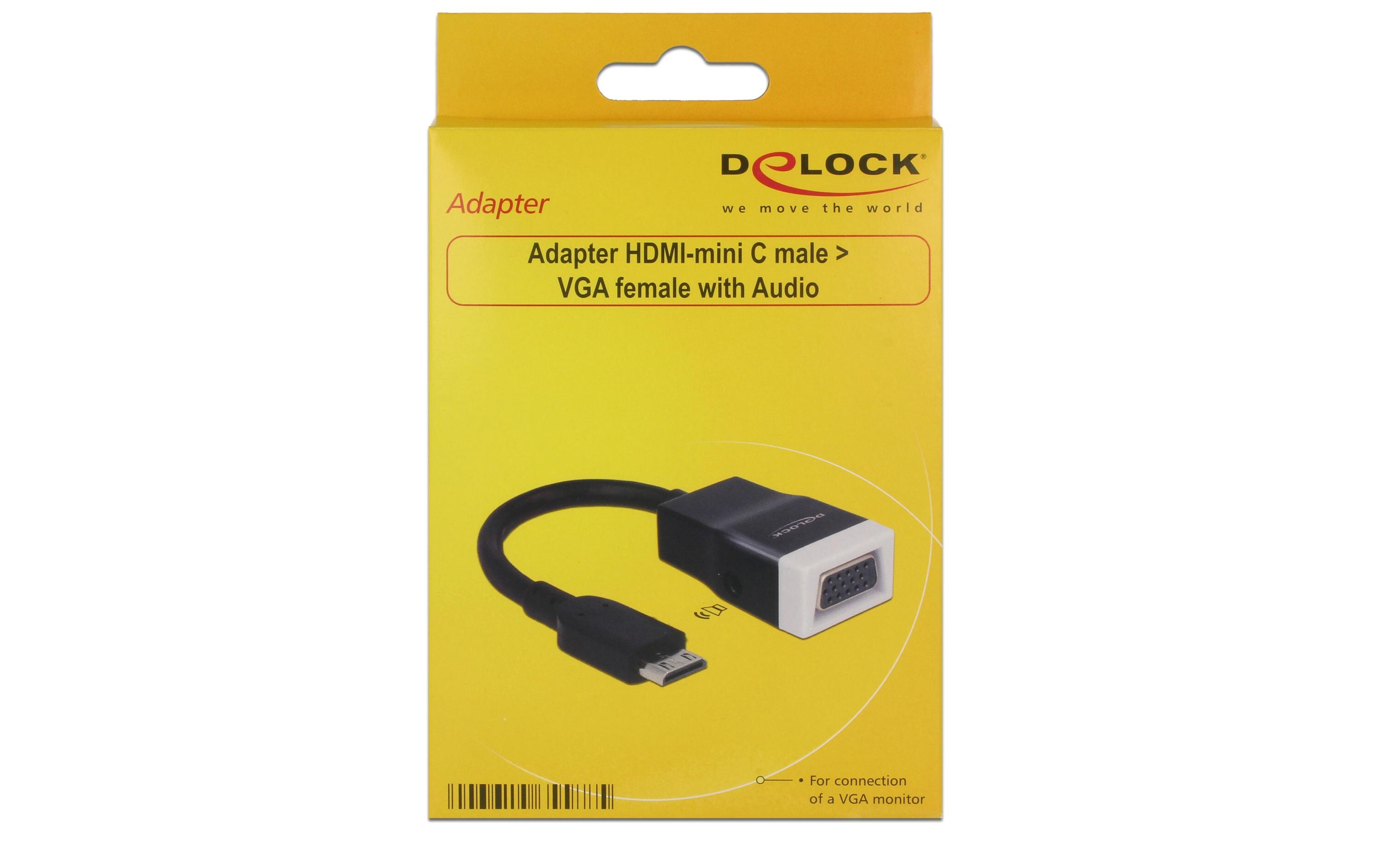 Adapterkabel Mini-C-HDMI – VGA mit AudioHDMI (mini C) zu VGA Adapter mit integrierter Audiobuchse