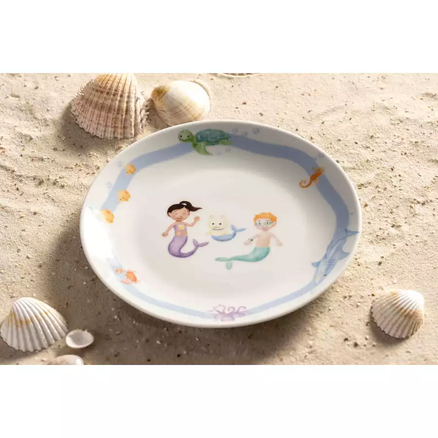 Leonardo Kindergeschirr Set mit Besteck BAMBINI AVVENTURA hellblau