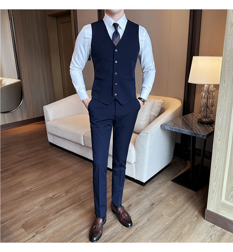 Blueforce - Set: effen enkelrijs vest + cropped taps toelopende pantalon