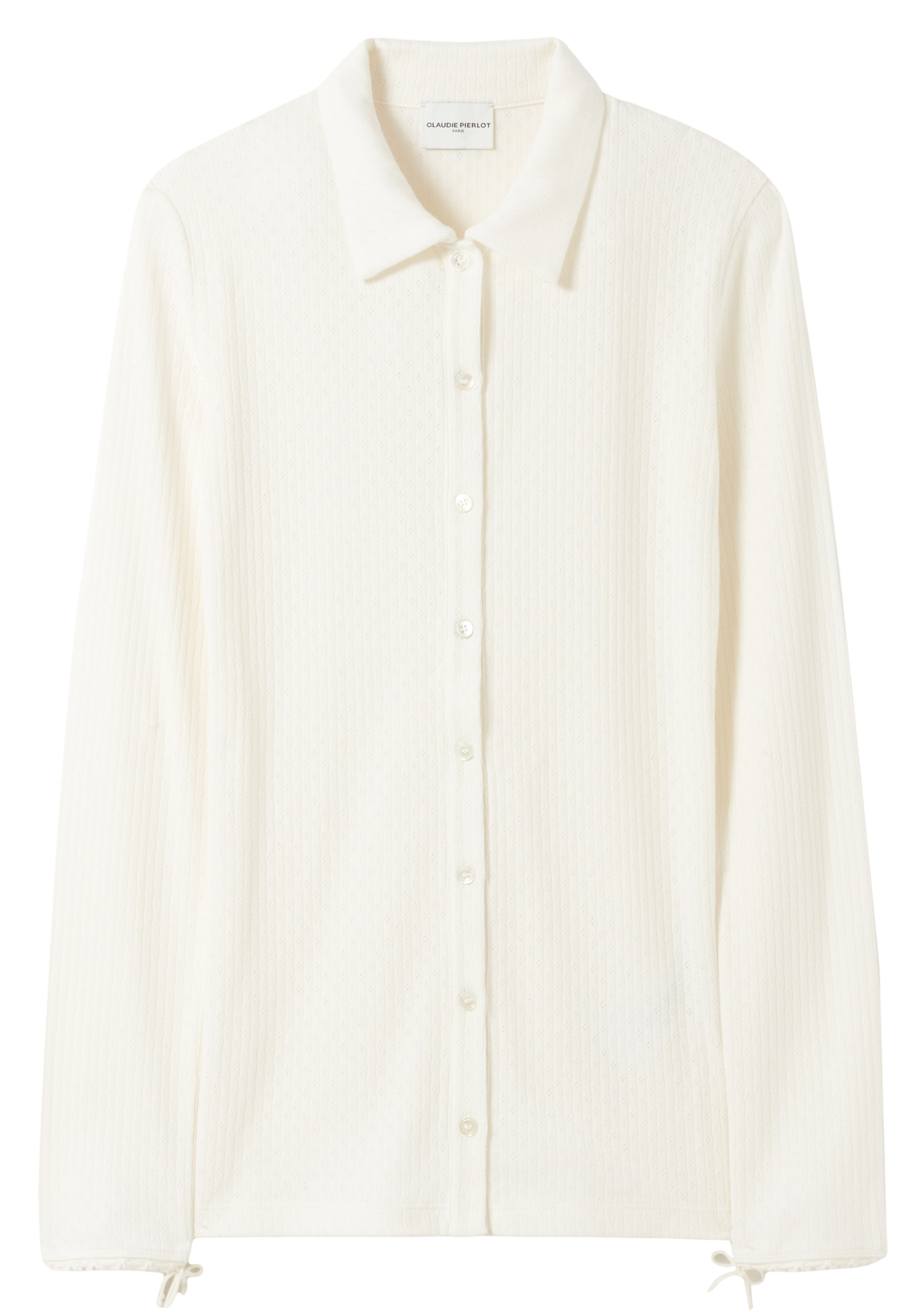 Chemise droite brodée en coton| Blanc