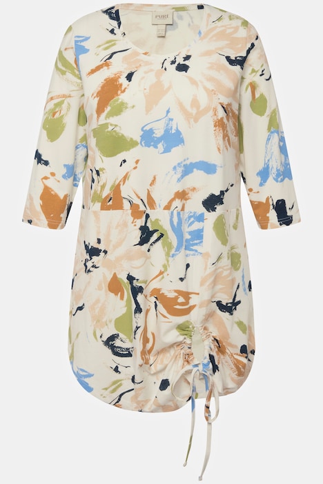 Shirt, asymmetrisch, Rundhals, 3/4Arm, Biobaumwolle