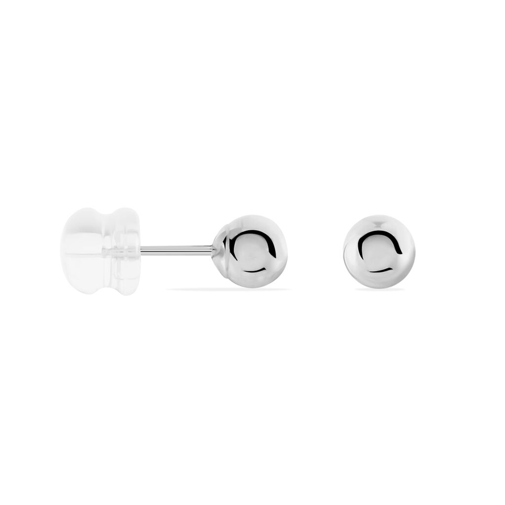 Boucles D'oreilles Puces Fidelia Boule Or Blanc