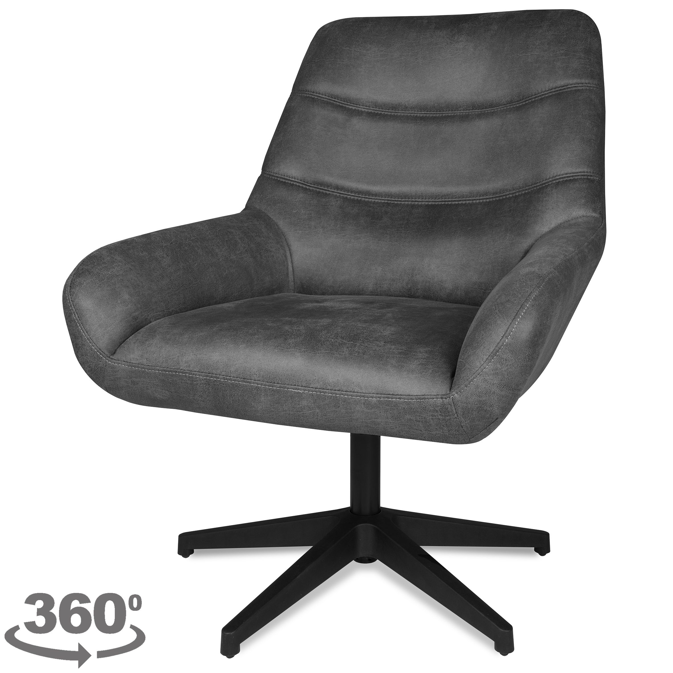 Draaifauteuil - Chicago Antracite Toma B73 x D76.5 x H95.5 cm