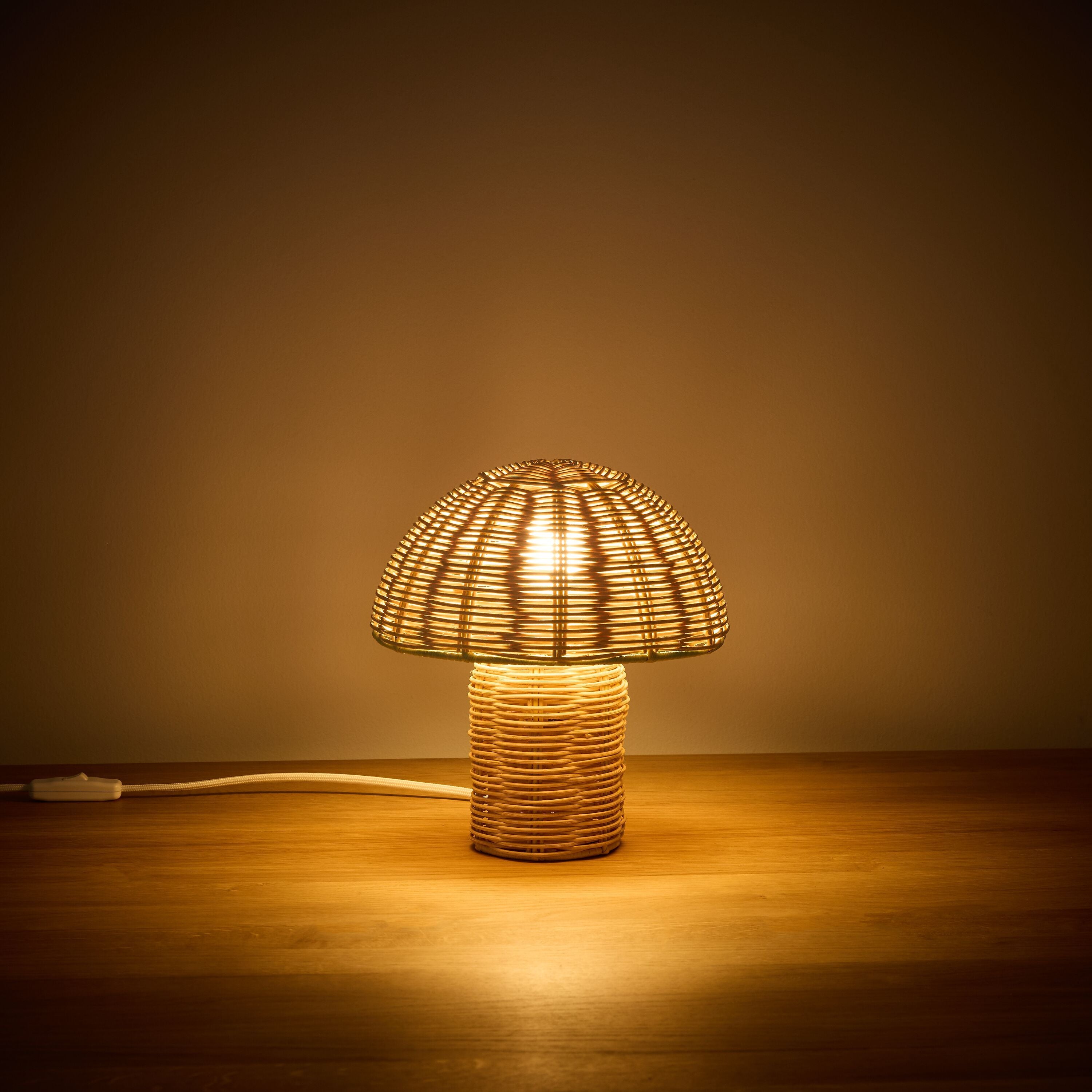 RAYA Tischleuchte Rattan natur - Natur / H: 25.0 cm x D: 22.0 cm