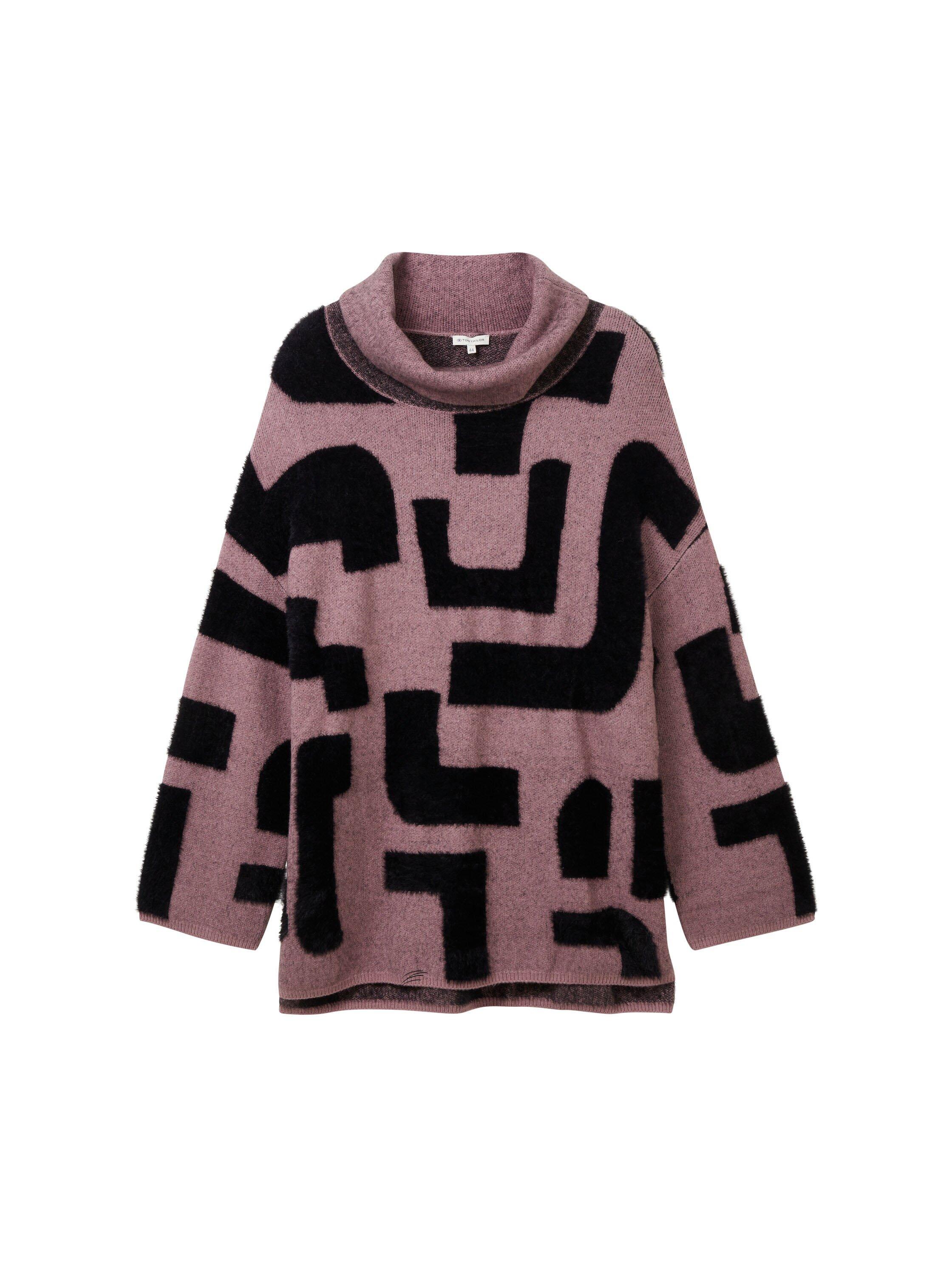 Rollkragenpullover mit grafischem Muster