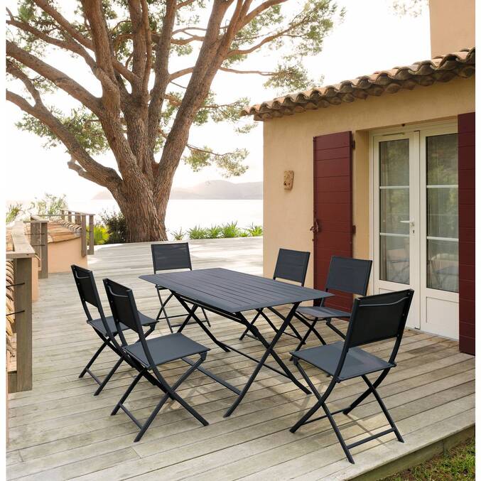 Table de jardin pliante rectangulaire AZUA Graphite