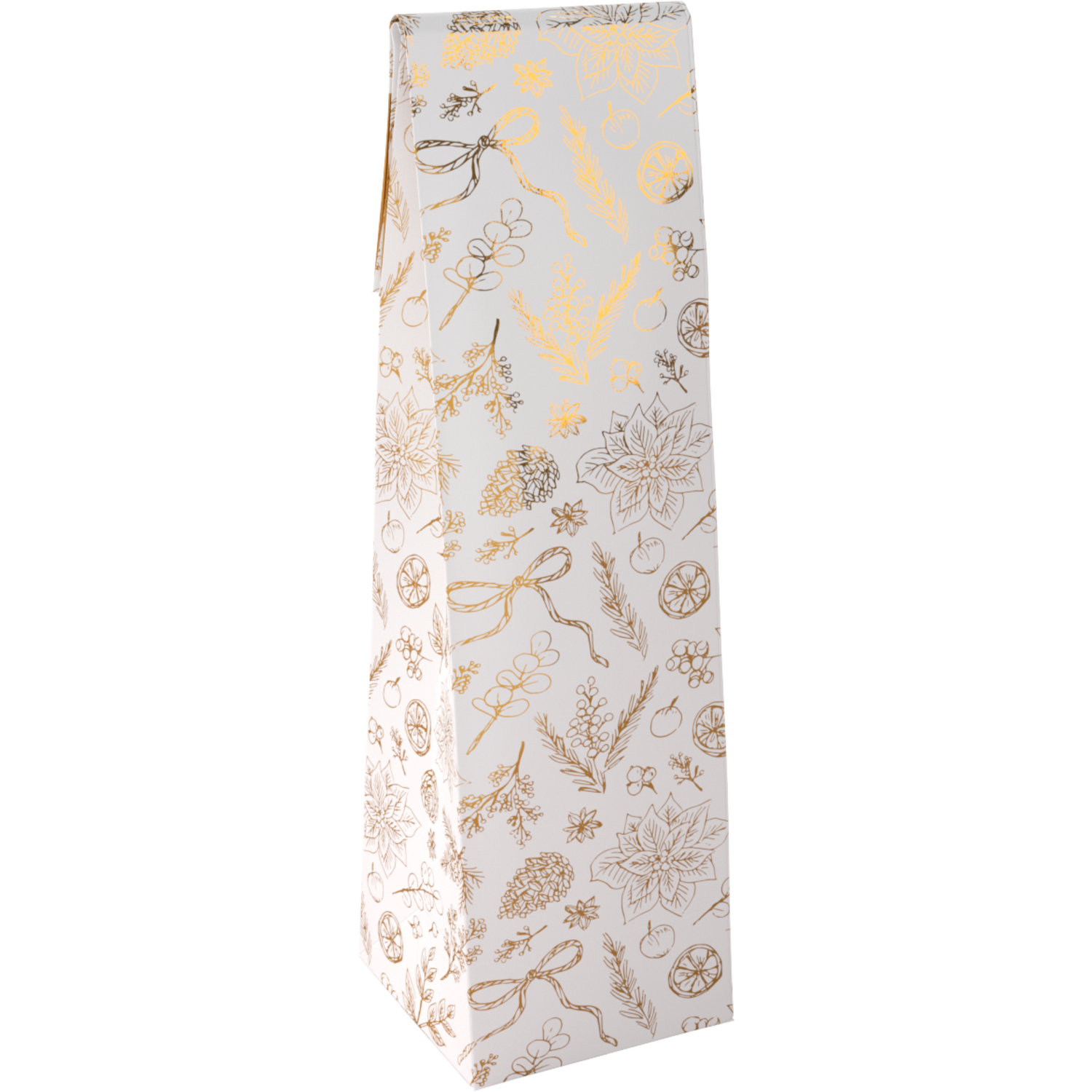 Fleszak, 9.5x41x9.5cm, Botanical, papier + PE, wit/goud