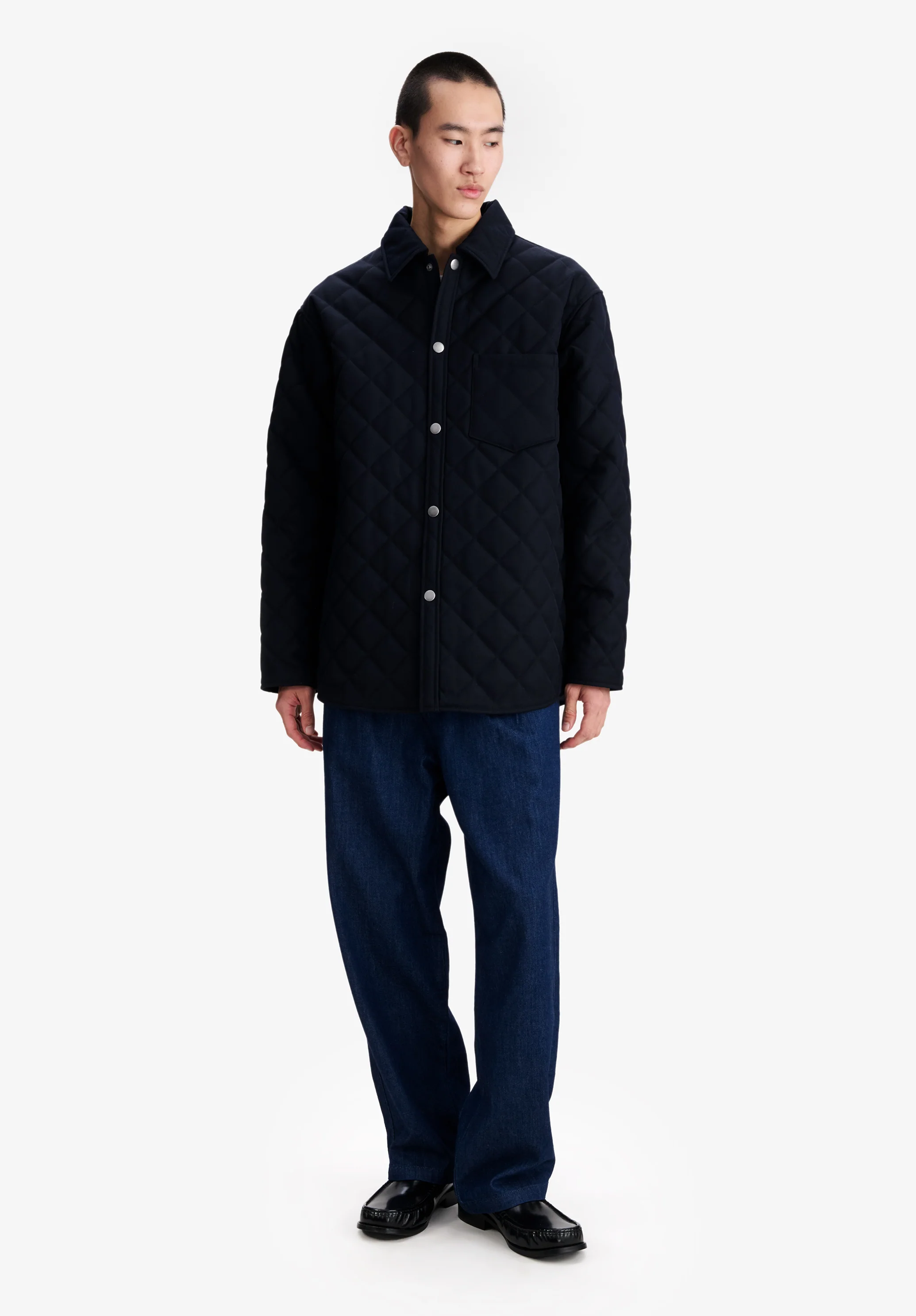 Blouson matelassé en laine bleu marine - Dark navy
