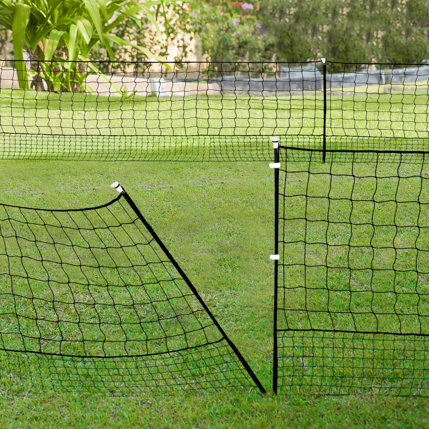 Kit clôture filet à poules 50 M avec porte 15 piquets double pointes
