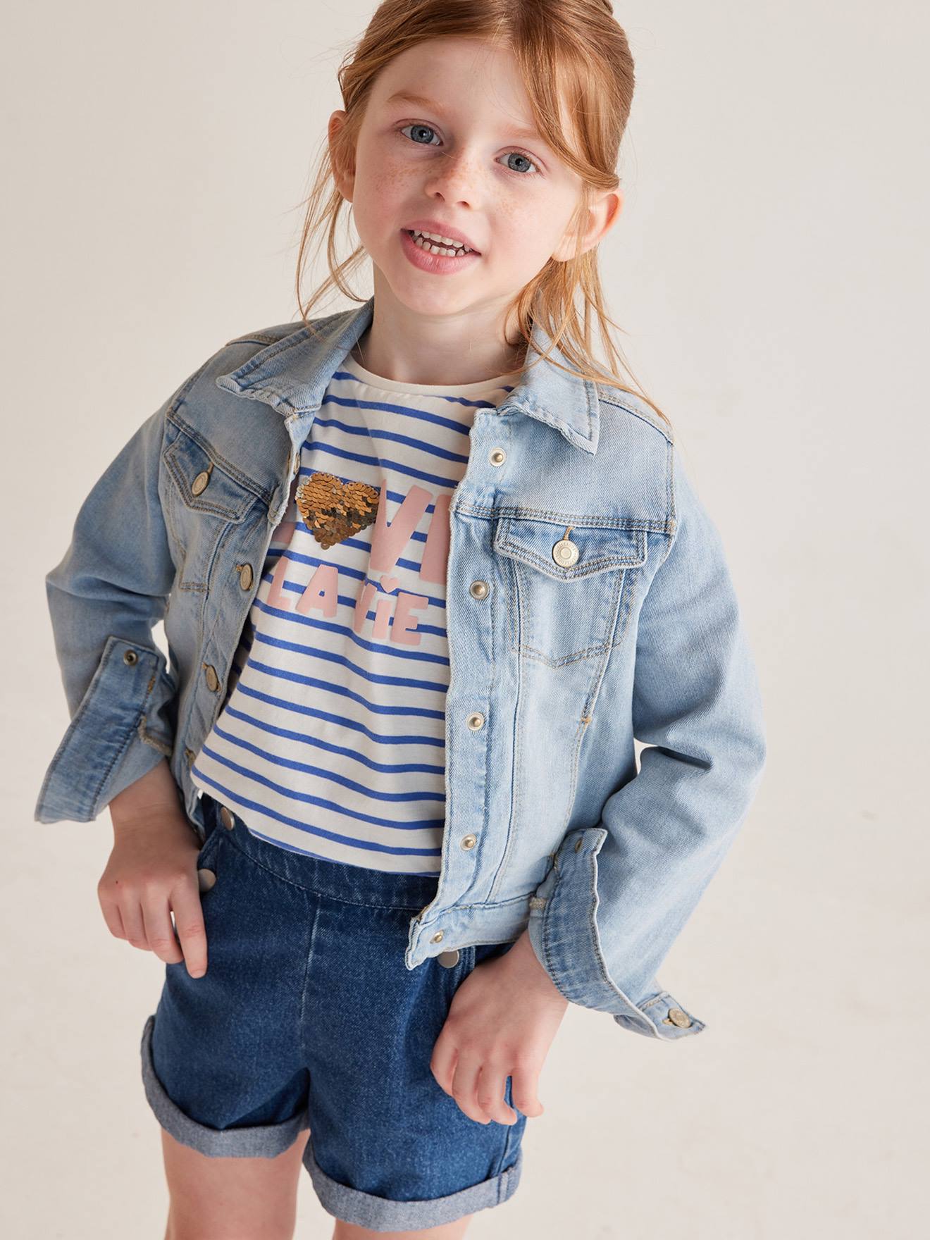 Jaqueta jeans personalizável para meninas, cor pedra