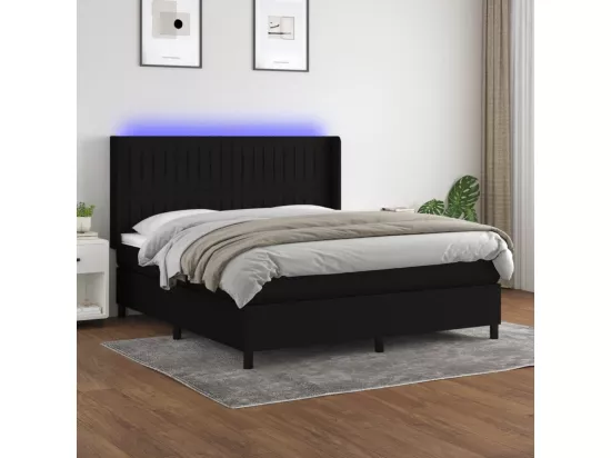 Sommier tapissier avec matelas et LED Noir 160x200 cm Tissu