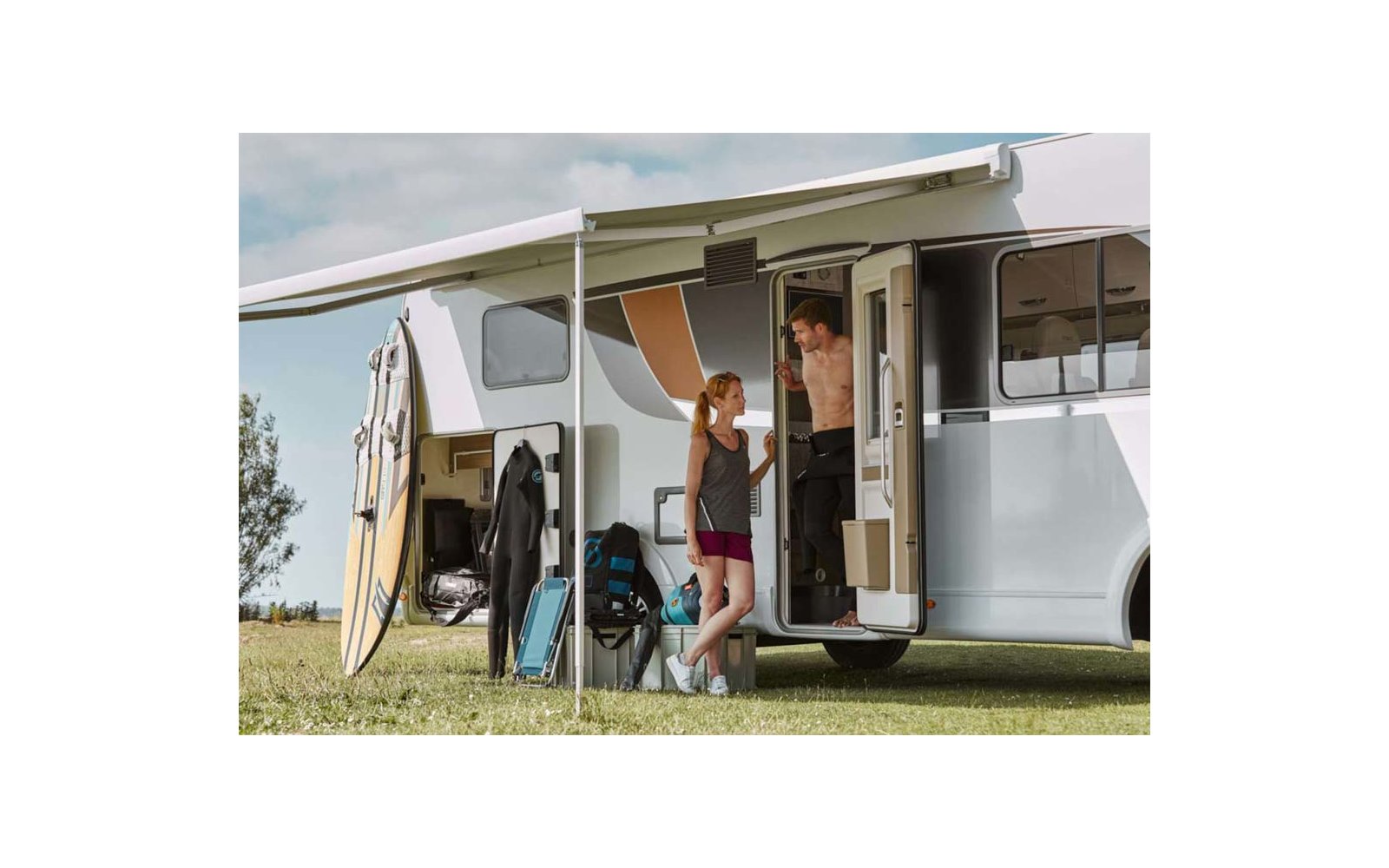 Thule Omnistor 8000 Wandmarkise Gehäusefarbe Cream Beige Tuchfarbe Mystic Grey 4 m