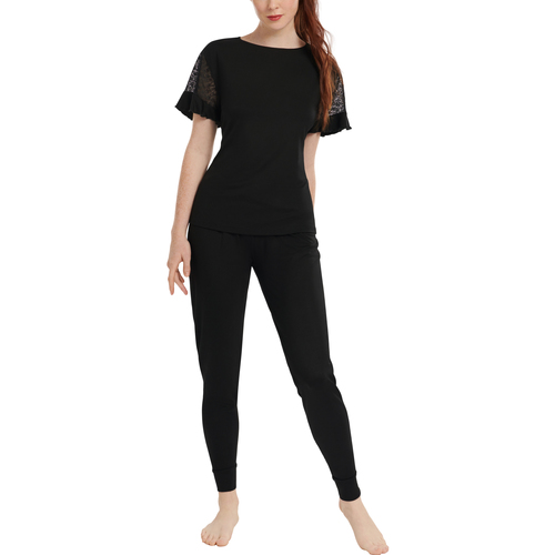 Lisca - Pijama pantalón top mangas cortas SmoothCheek Negro
