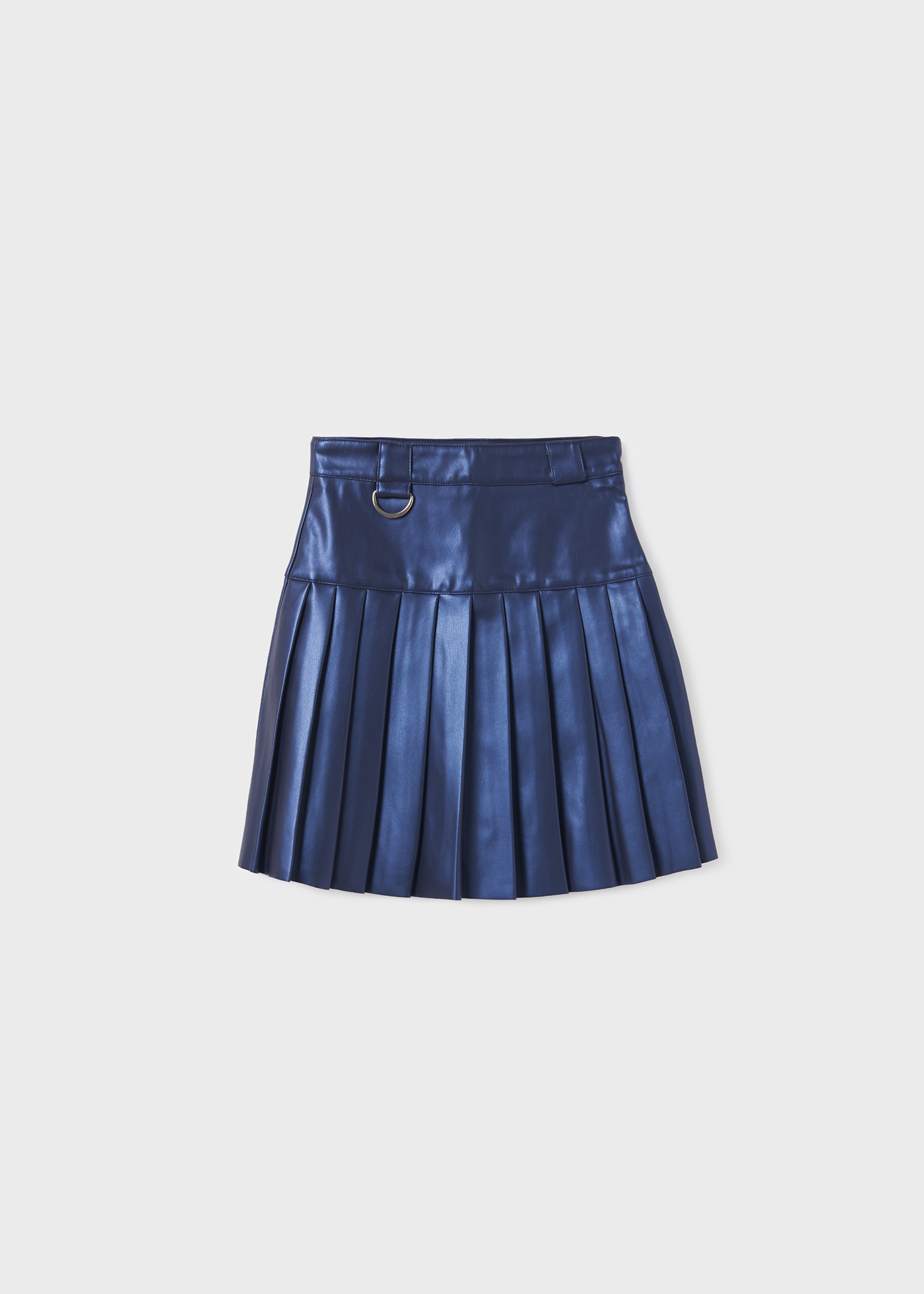 Saia plissada de couro sintético para meninas