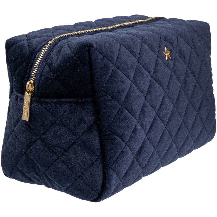 DARK Velvet Square Quilted Make-Up Pouch Large Navy Blue