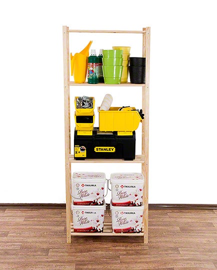 PROREGAL Timbercraft houten plank, afmetingen (H x B x D): 170 x 65 x 28,5 cm, draagvermogen plank: 35 kg, 4 planken, 1,4 cm dik grenenhout, natuurlijke afwerking