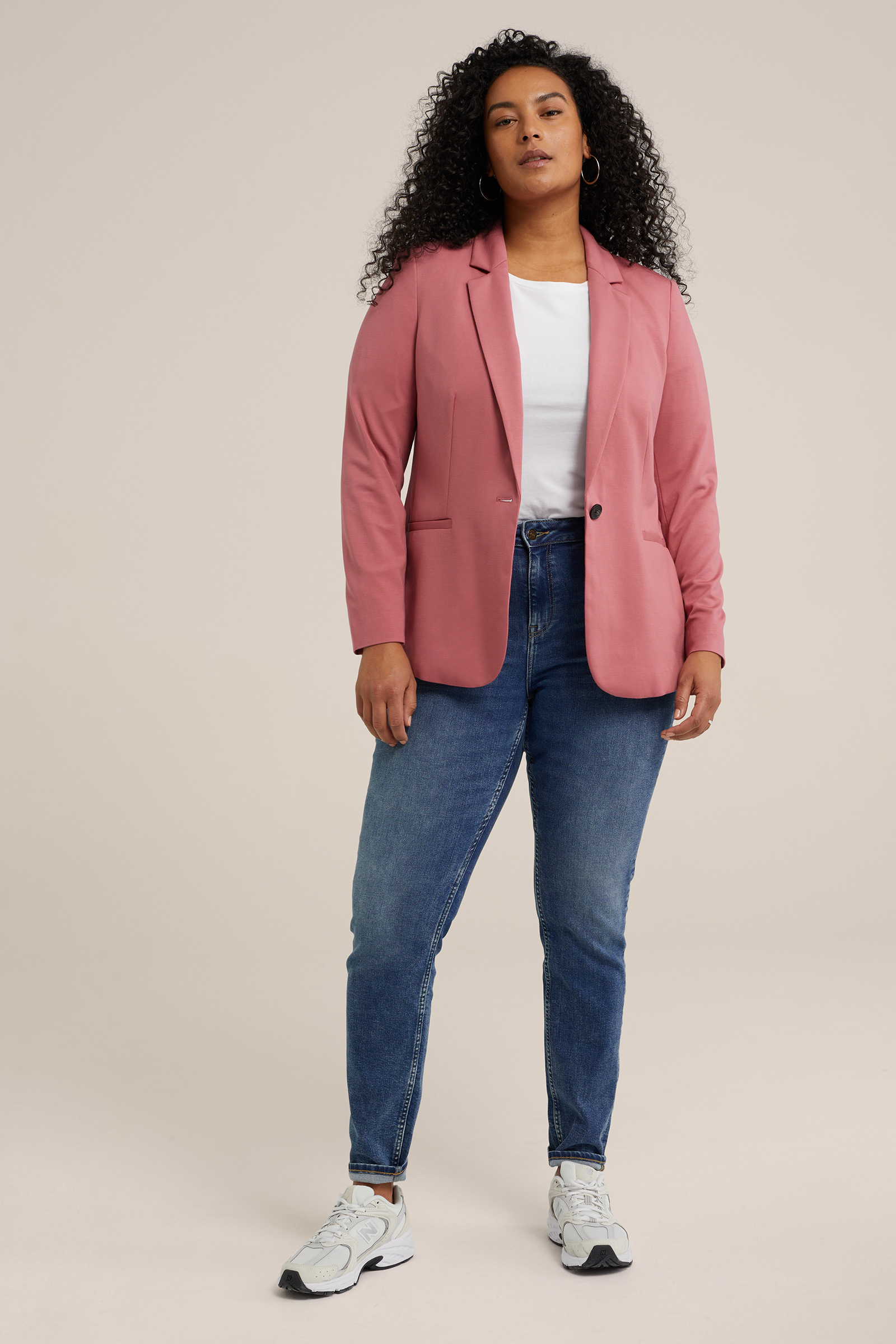 getailleerde jersey stretch blazer -  Curve WE Fashion Oudroze