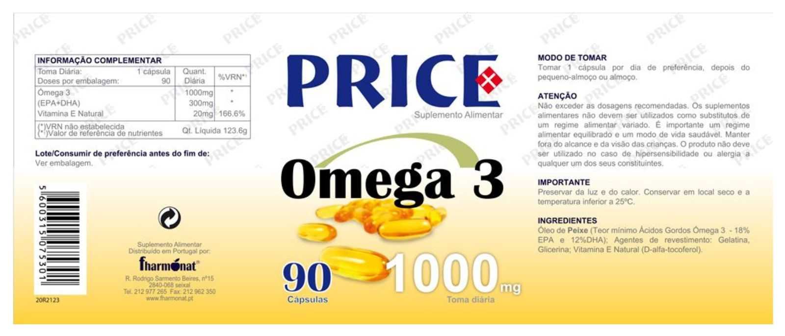 Fharmonat PRICE Omega 3 1000 mg 90 cápsulas