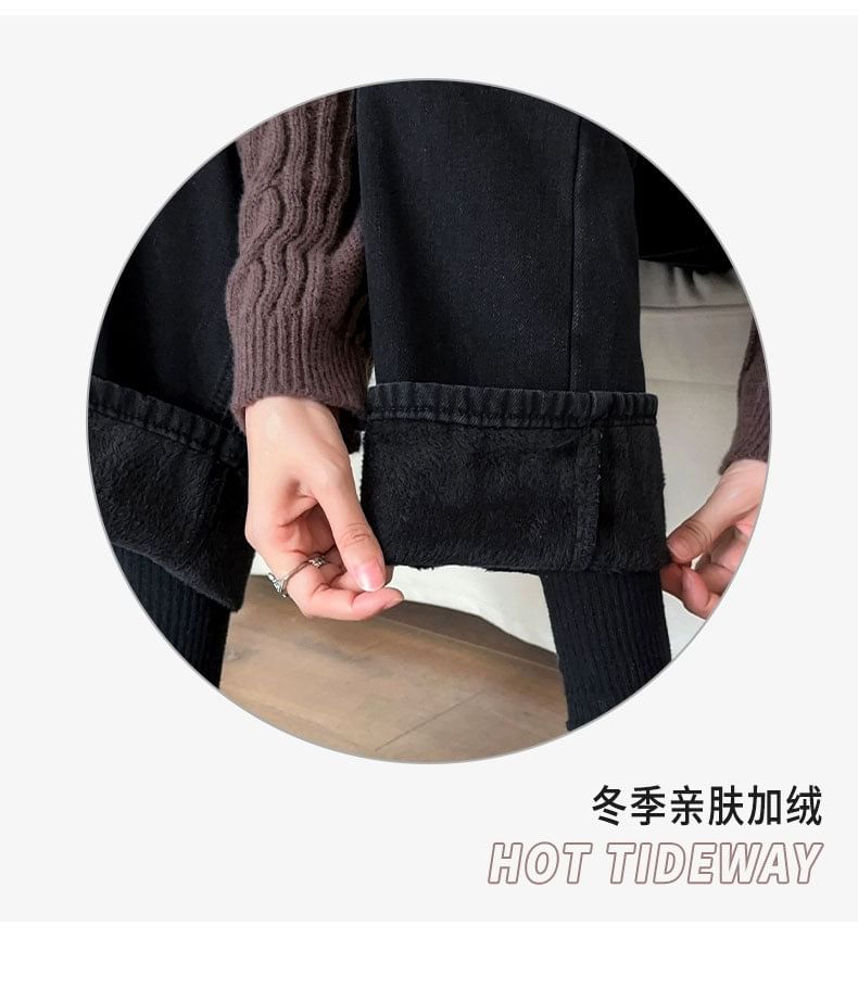 DREE - High Rise Washed Fleece-gevoerde Loose Fit Jeans