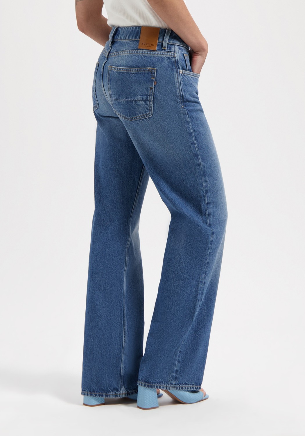 Kuyichi Damen-Jeans Lena Low Loose Rosebowl Blue
