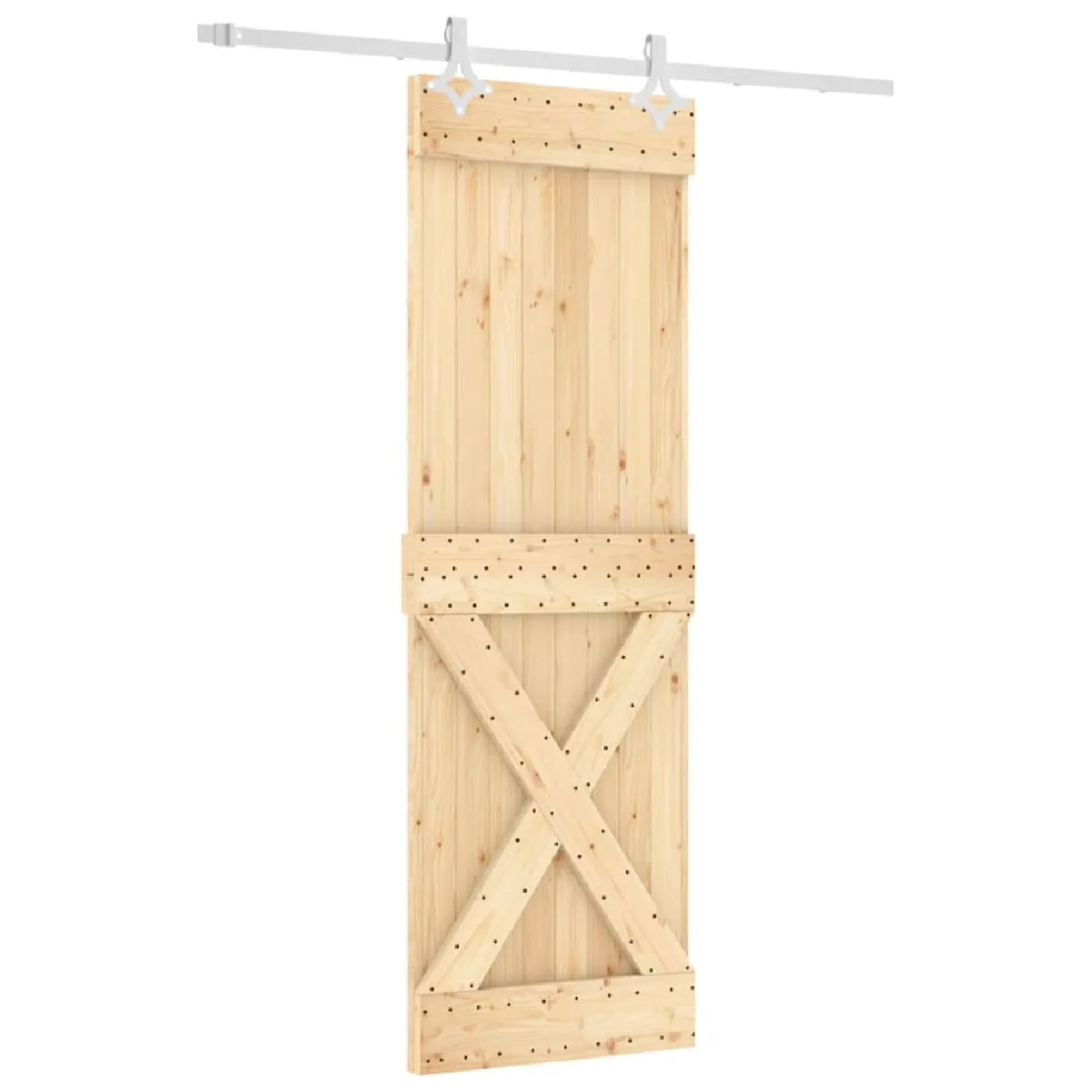 vidaXL Porte coulissante et kit de quincaillerie - 70x210 cm - Pin massif