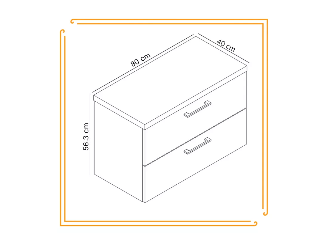 Armoire de salle de bain suspendue 80 cm sous le lavabo commode blanche