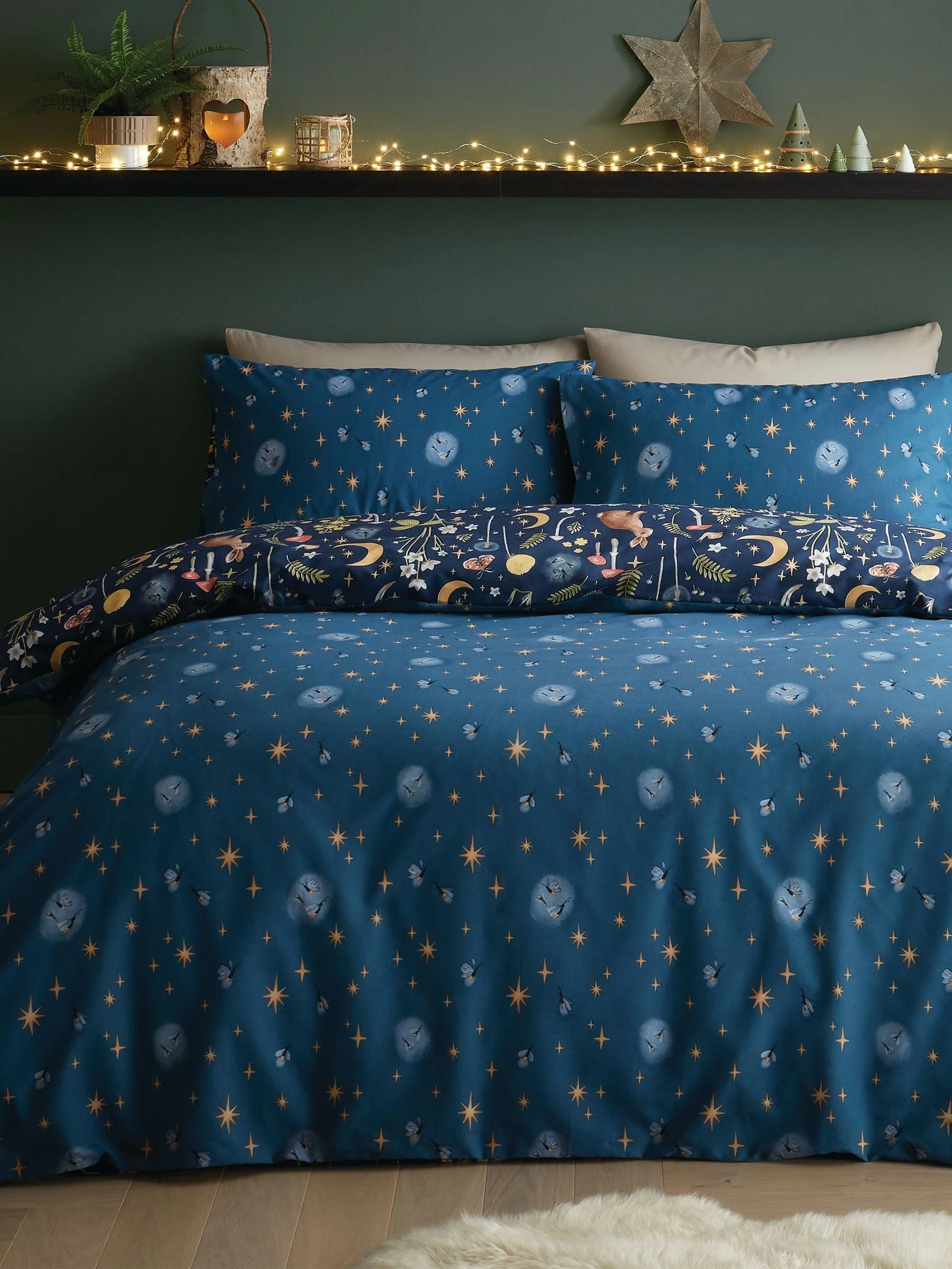 Catherine Lansfield Enchanted Twilight dekbedovertrek met dierenprint en kussensloop