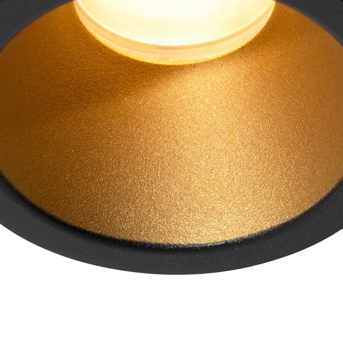 Set van 6 moderne inbouwspots zwart met goud GU10 35mm IP44 - Dept