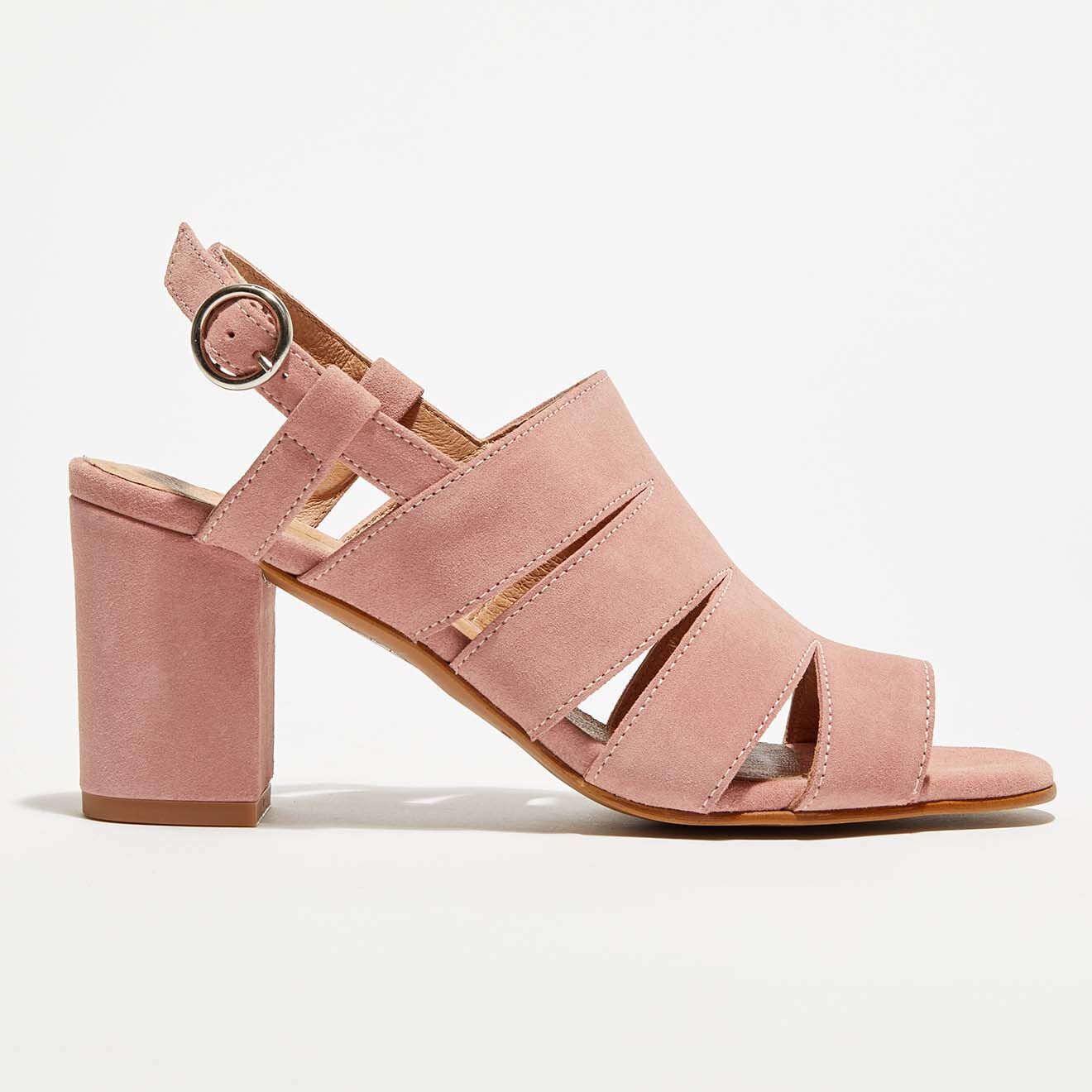 Apologie Sandales en Velours de Cuir Jenna rose pâle - Talon 8,5 cm