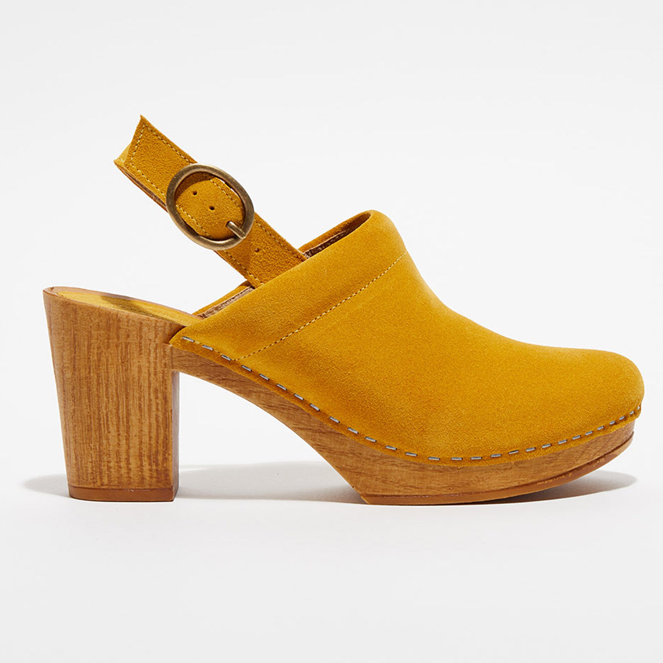 Apologie Studio Sabots en Velours de Cuir Nicole miel - Talon 8 cm