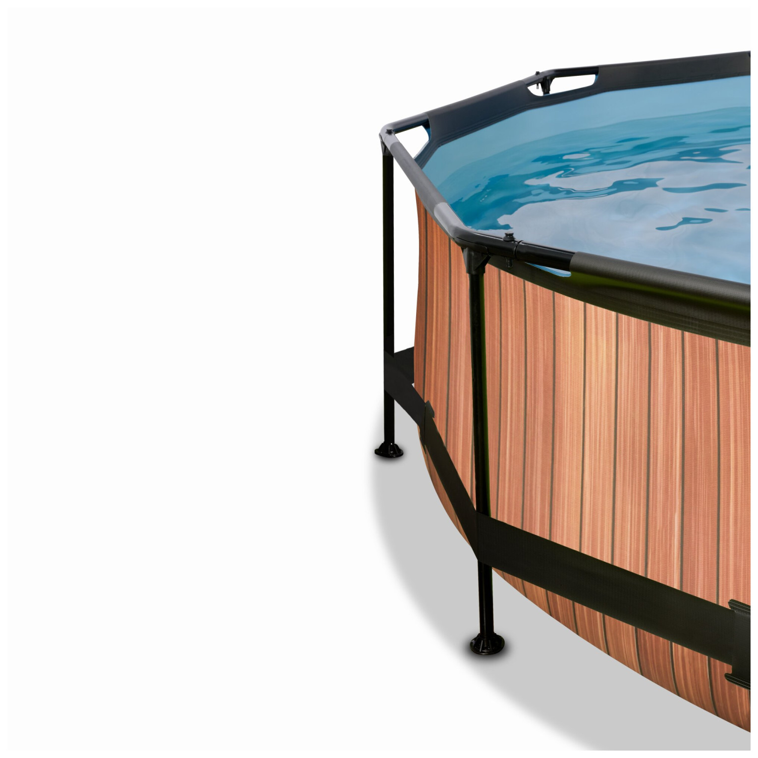 EXIT Wood zwembad ø300x76cm met filterpomp en overkapping -