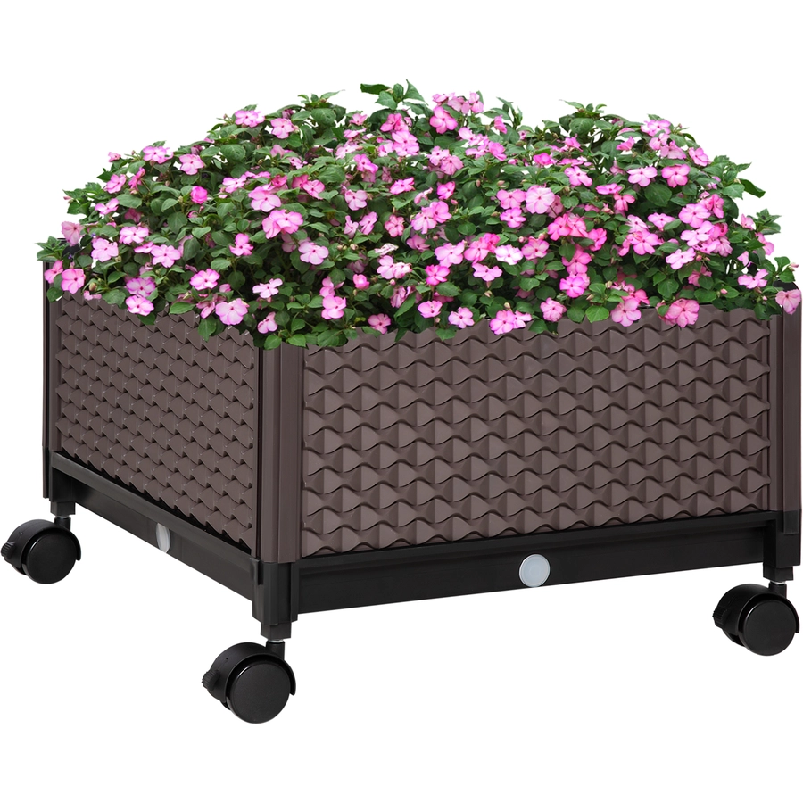 Outsunny Hochbeet mit Rädern braun