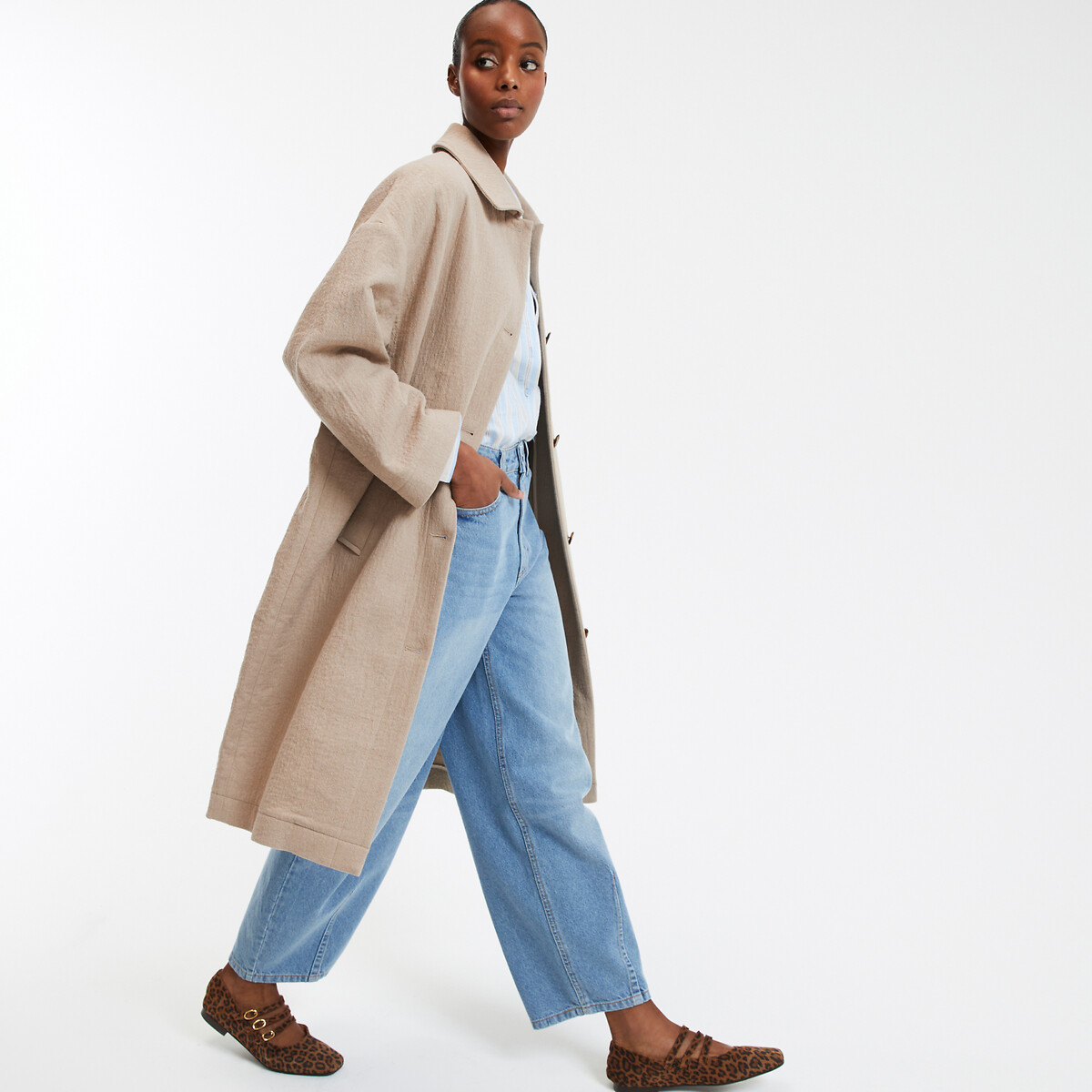 COLEÇÕES LA REDOUTE<br>Casaco oversized com fecho de botões