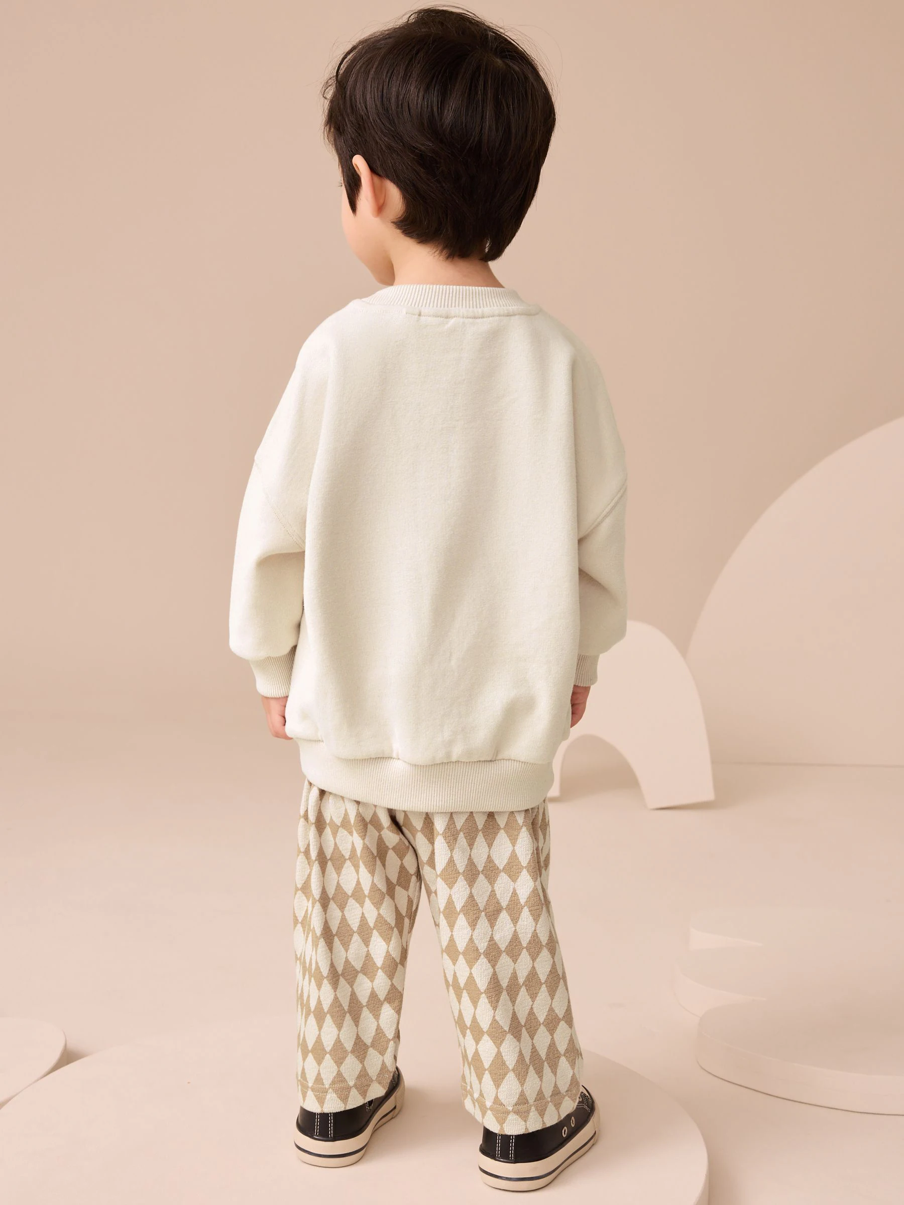Bruin met bruine/witte beer - Set met sweatshirt en joggingbroek met strepen (3mnd-7jr)