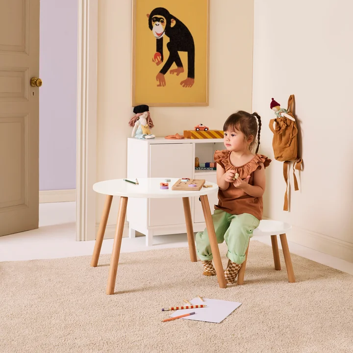 Kids Concept - Tisch und Hocker, weiss