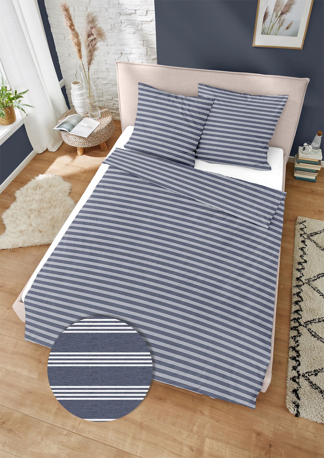 DORMISETTE Jersey-Bettwäsche MELANGE 135 x 200 cm dunkelblau