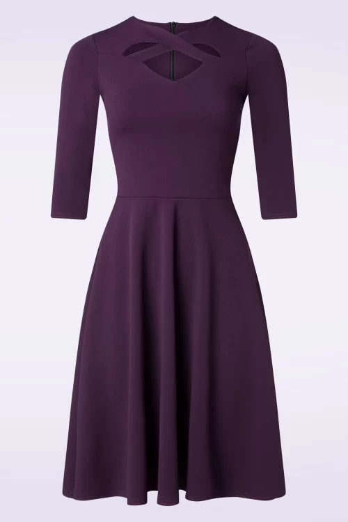 Vintage Chic for Topvintage Leah swing jurk in aubergine