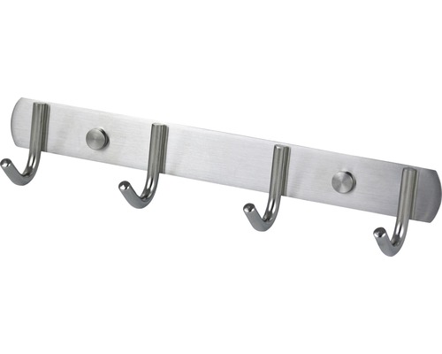 Kapstok met 4 haken, geborsteld roestvrij staal, 272x50x40 mm