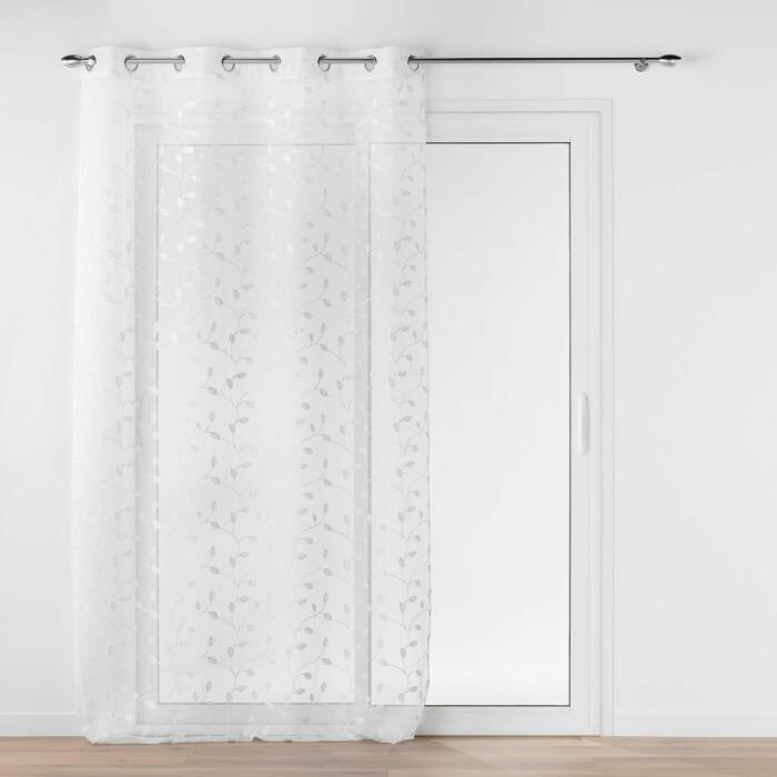PANNEAU OEILLETS 140X240CM VOILE SABLE BRODE EDNA BLANC
