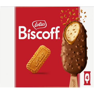Lotus Biscoff Speculoos melkchocolade ijs stick 4 stuks