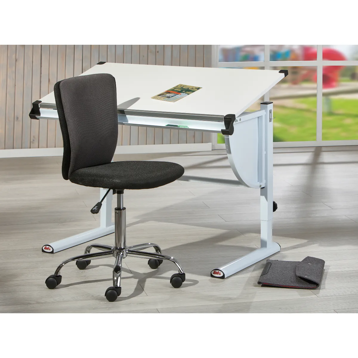 Alter Bureau réglable avec étagère inclinable - Blanc