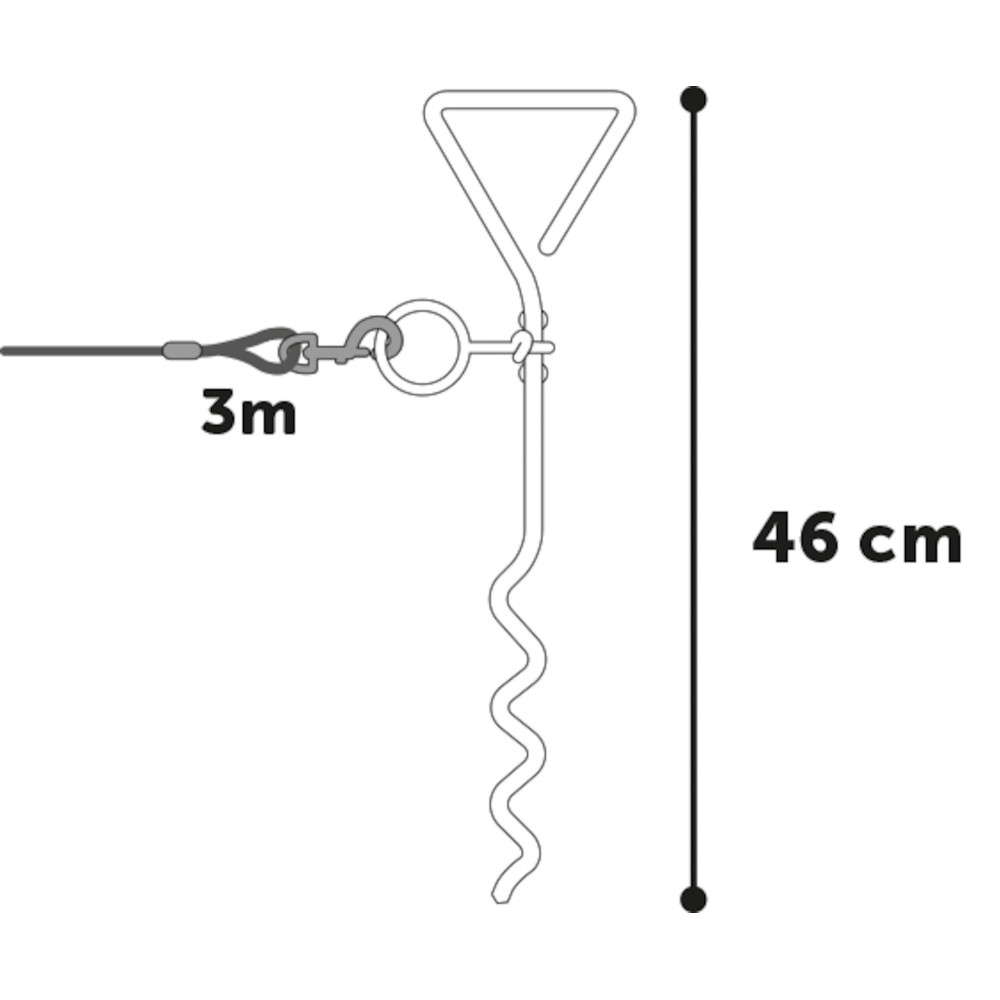 Piquet pilka 46cm avec 1 câble d'attache de 3 m pour chien max 15 kg