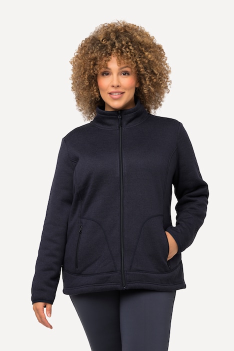 Strickfleece-Jacke, Teddyfleece, Stehkragen, Zipptaschen