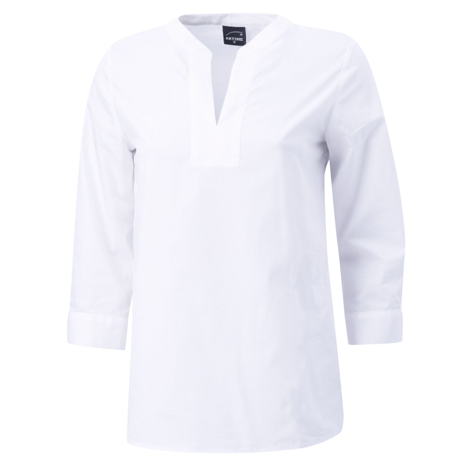 Tunika Bluse aus Baumwolle mit V-Neck