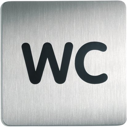 Plaque de porte WC carrée en alu brossé 150x150mm