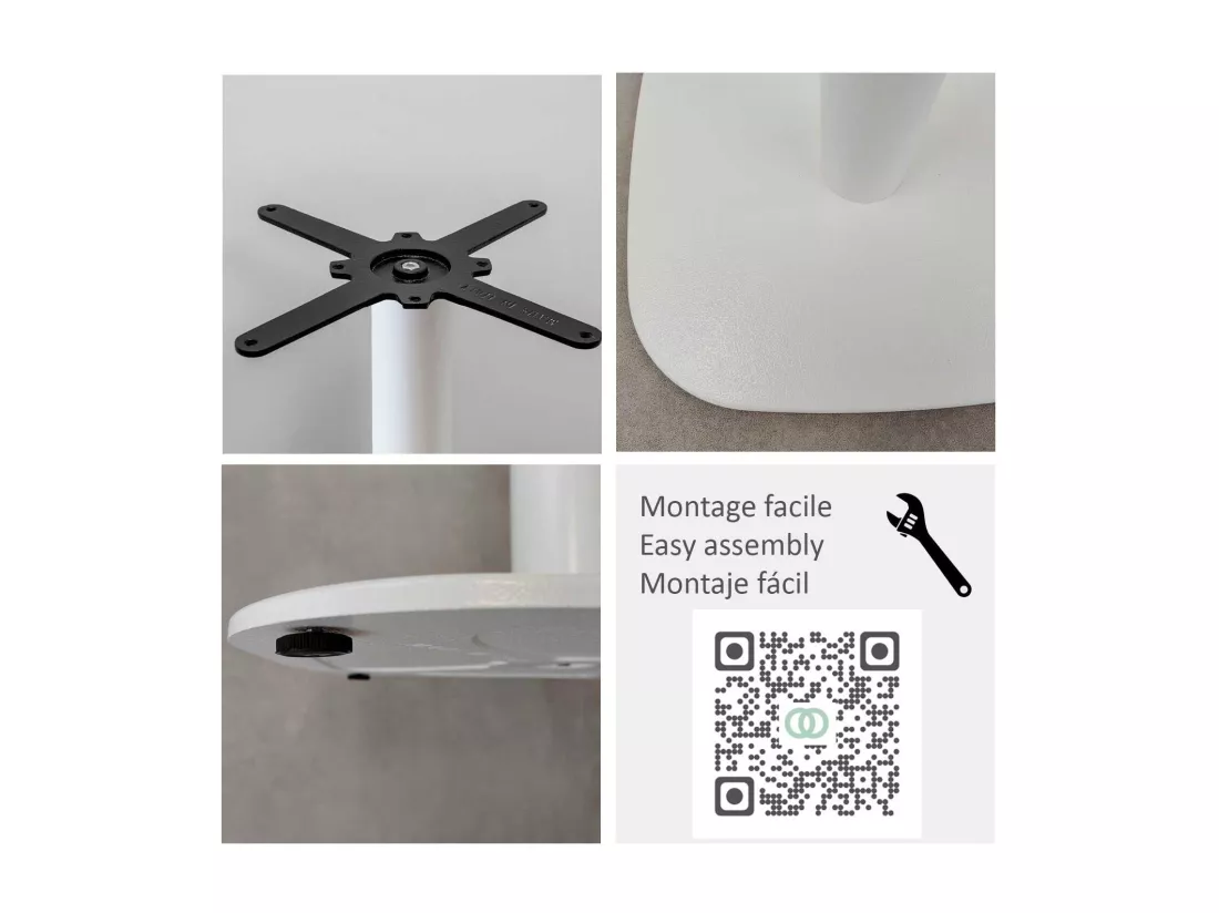 Mange-debout 60 x 60 cm - modèle Round pied blanc chêne delano