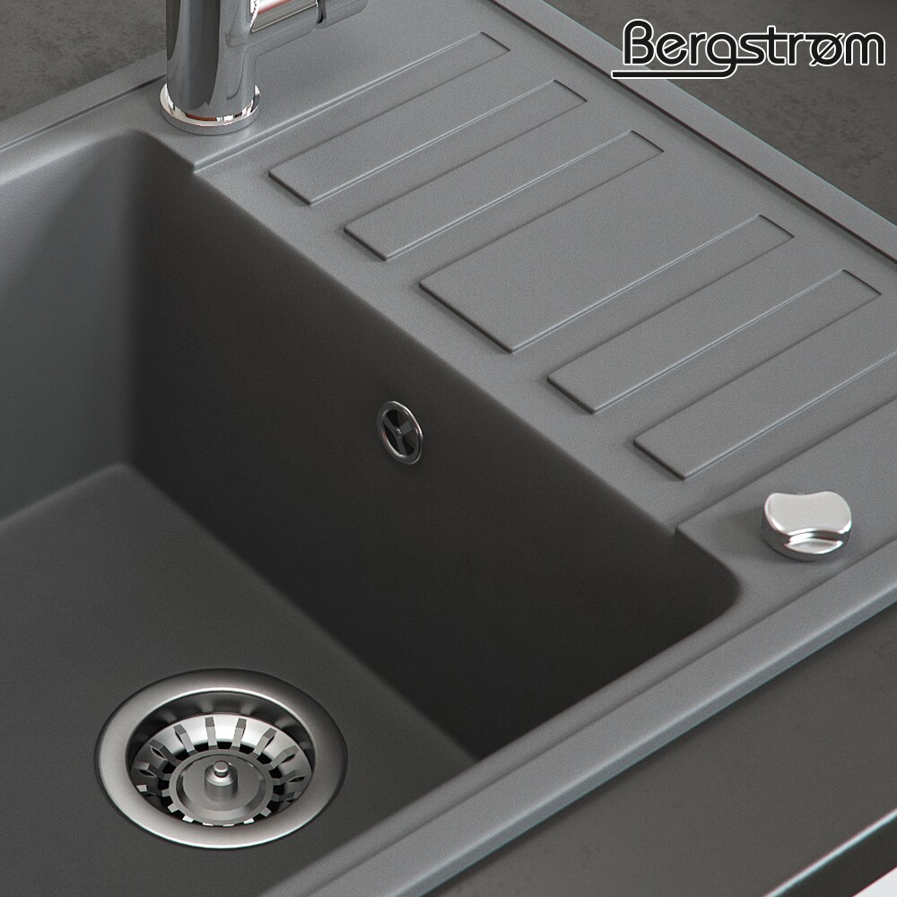 Granit Spüle Küchenspüle Einbauspüle Spülbecken+Drehexcenter+Siphon Grau