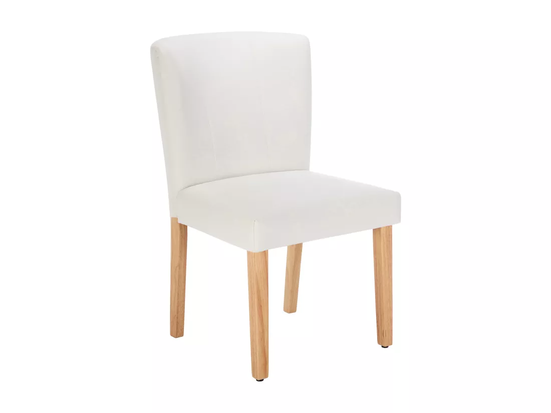 Lot de 2 chaises en simili et bois d'hévéa - Blanc - ANALIA