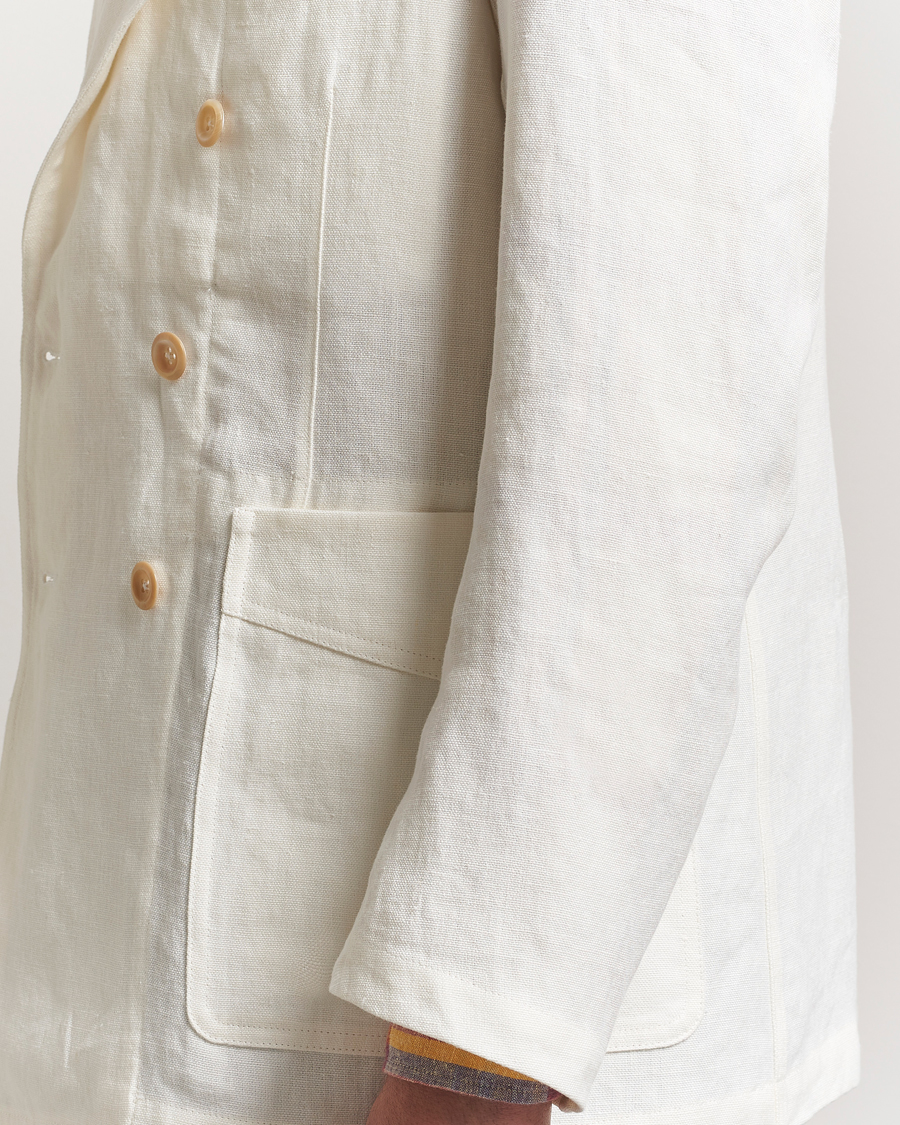 Drake's MKIII Linen Games Double Breasted Blazer Ecru