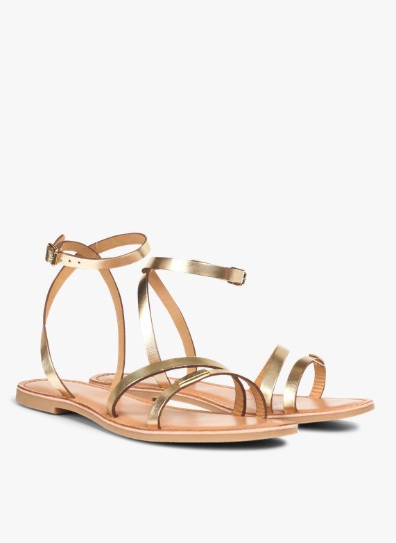 HANAK - Sandales plates en cuir | Doré